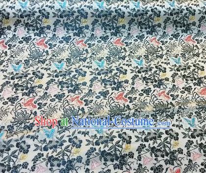 Asian Chinese Classical Butterfly Chrysanthemum Pattern Design Silk Fabric Traditional Nanjing Brocade Material