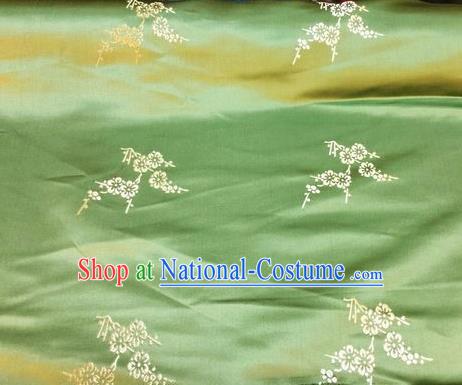 Asian Chinese Classical Plum Pattern Design Green Silk Fabric Traditional Nanjing Brocade Material