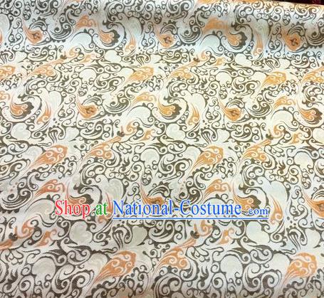 Asian Chinese Classical Pattern Design Beige Silk Fabric Traditional Nanjing Brocade Material