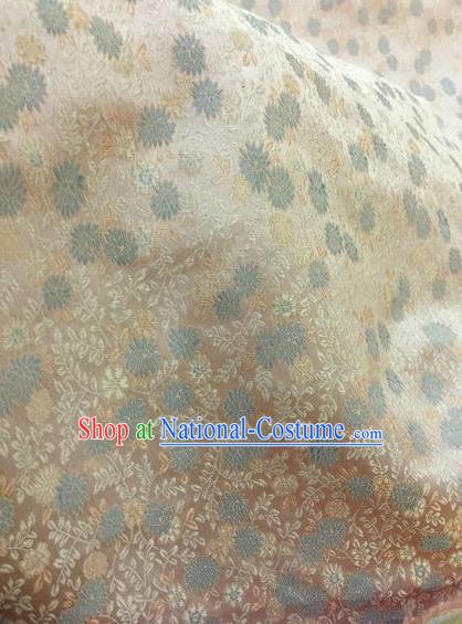 Asian Chinese Classical Chrysanthemum Pattern Design Beige Silk Fabric Traditional Nanjing Brocade Material