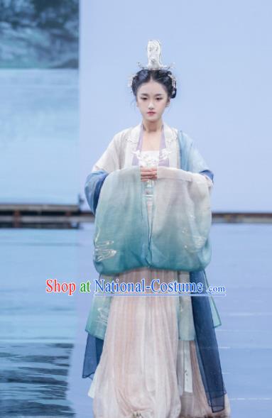 Traditional Chinese Ancient Palace Lady Embroidered Dress Song Dynasty Royal Princess Costumes for Women