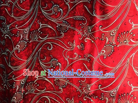 Asian Chinese Classical Fireworks Pattern Design Red Silk Fabric Traditional Nanjing Brocade Material