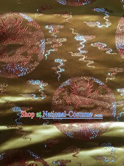 Asian Chinese Classical Dragon Pattern Design Golden Silk Fabric Traditional Nanjing Brocade Material