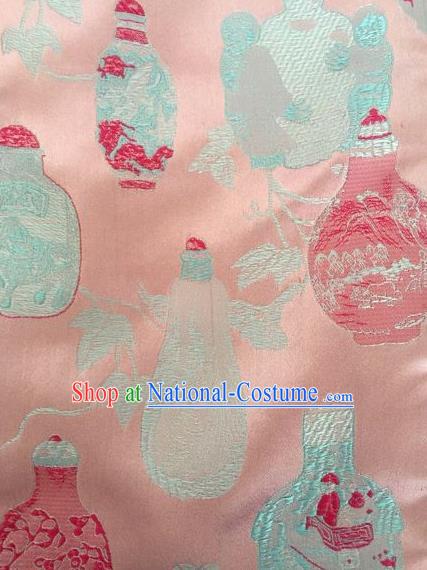 Asian Chinese Classical Vase Pattern Design Pink Silk Fabric Traditional Nanjing Brocade Material