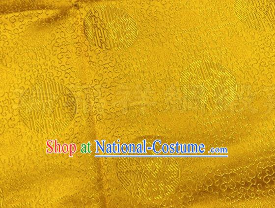 Asian Chinese Classical Pattern Design Golden Brocade Fabric Traditional Silk Material