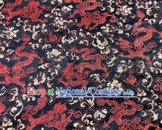 Asian Chinese Classical Dragon Pattern Design Black Brocade Fabric Traditional Silk Material