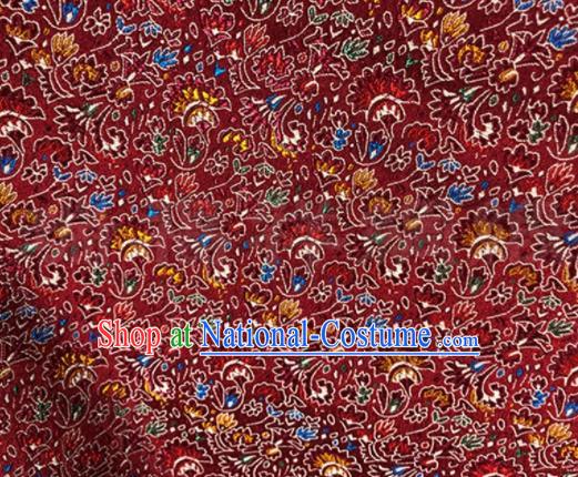 Asian Chinese Classical Cockscomb Pattern Design Purplish Red Brocade Fabric Traditional Silk Material