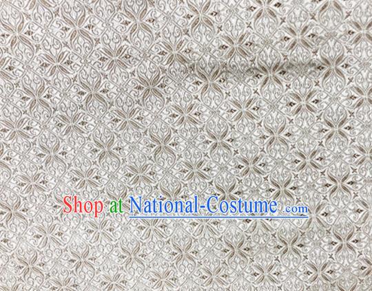 Asian Chinese Classical Pattern Design White Brocade Fabric Traditional Silk Material