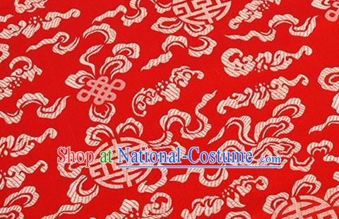 Asian Chinese Classical Lucky Knot Pattern Design Red Brocade Fabric Traditional Silk Material