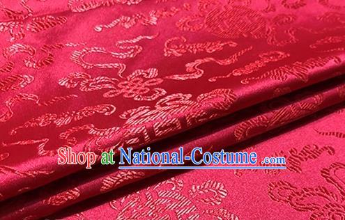 Asian Chinese Classical Lucky Knot Pattern Design Wine Red Brocade Fabric Traditional Silk Material