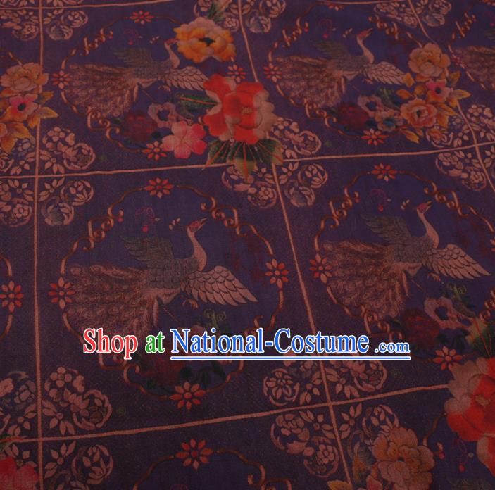 Asian Chinese Classical Peacock Pattern Design Purple Watered Gauze Fabric Traditional Silk Material