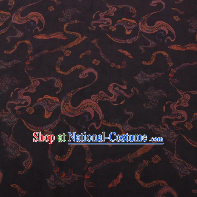 Chinese Cheongsam Classical Pattern Design Black Watered Gauze Fabric Asian Traditional Silk Material