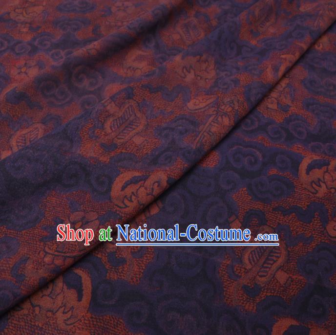 Chinese Cheongsam Classical Sunrise Pattern Design Khaki Watered Gauze Fabric Asian Traditional Silk Material