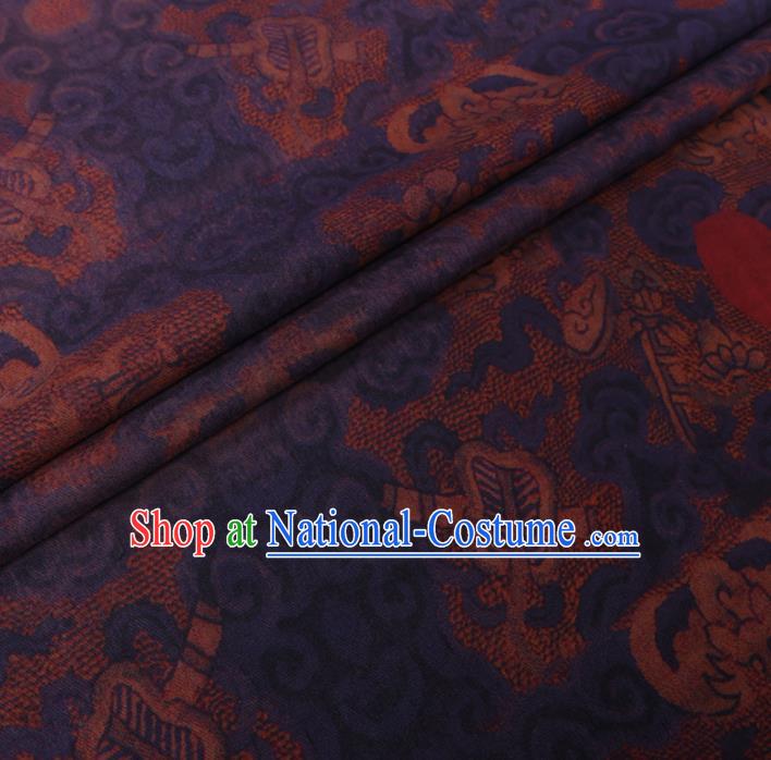 Chinese Cheongsam Classical Sunrise Pattern Design Khaki Watered Gauze Fabric Asian Traditional Silk Material