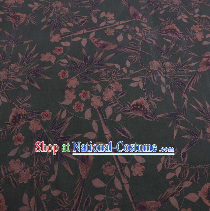 Chinese Cheongsam Classical Plum Blossom Pattern Design Green Watered Gauze Fabric Asian Traditional Silk Material