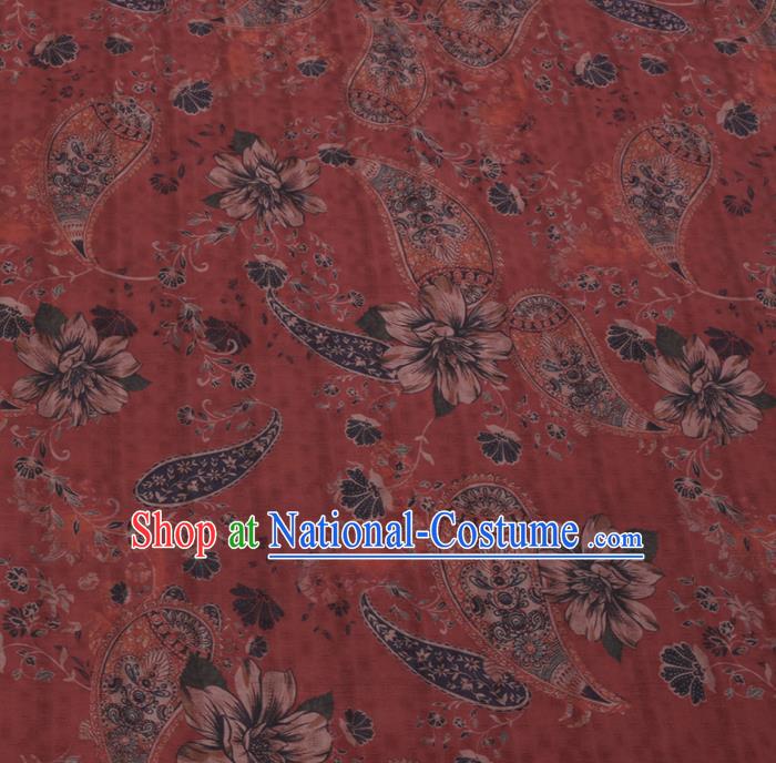 Chinese Cheongsam Classical Paisley Pattern Design Red Watered Gauze Fabric Asian Traditional Silk Material