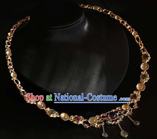 Chinese Traditional Treasure Necklace Handmade Hanfu Necklet Accessories for Women