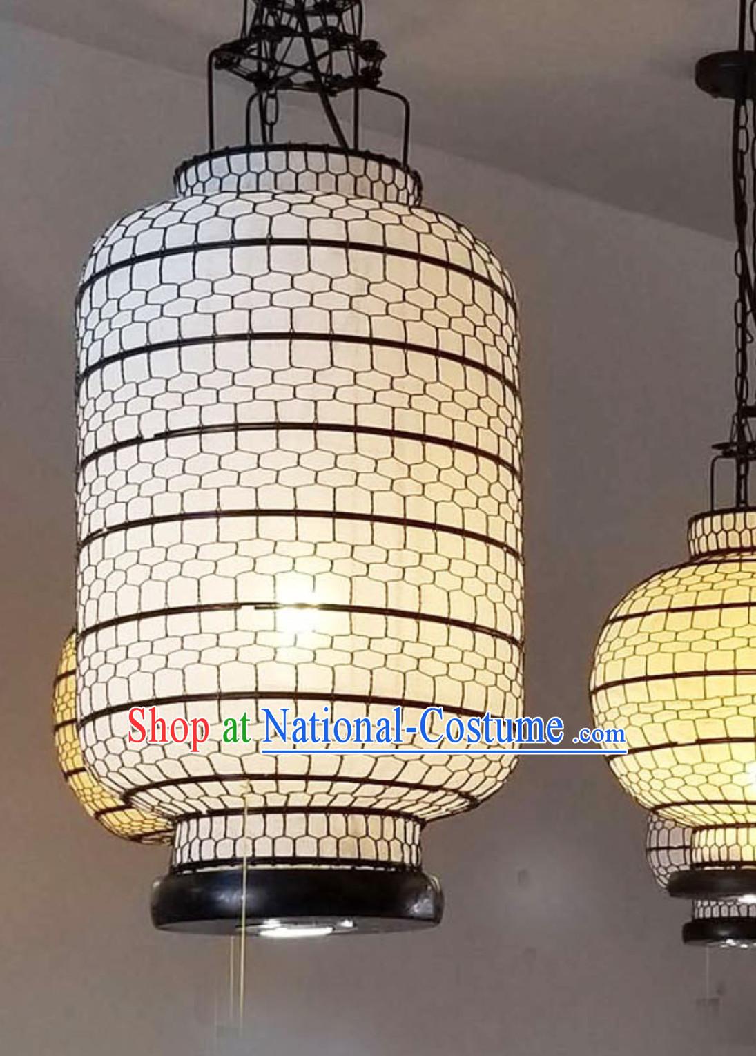 Free Worldwide Delivery Tube Shape Classic White Chinese Classical Handmade Iron Mesh Lantern Palace Lanterns