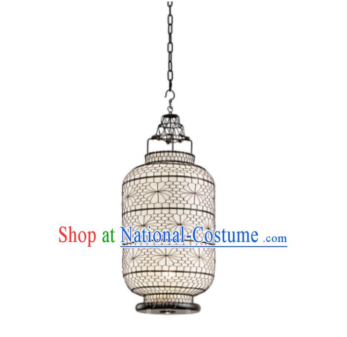 Free Worldwide Delivery Tube Shape Traditional White Chinese Classical Handmade Iron Mesh Lantern Palace Lanterns