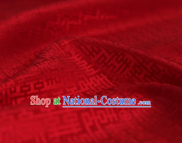 Chinese Classical Happiness Character Pattern Design Red Mulberry Silk Fabric Asian Traditional Cheongsam Silk Material