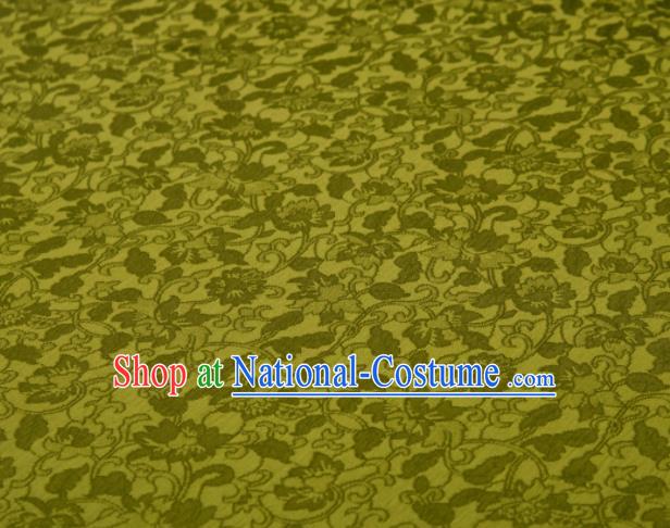 Chinese Classical Twine Flowers Pattern Design Olive Green Mulberry Silk Fabric Asian Traditional Cheongsam Silk Material