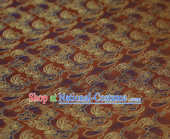 Japanese Kimono Classical Pattern Design Rust Red Brocade Fabric Asian Traditional Silk Material