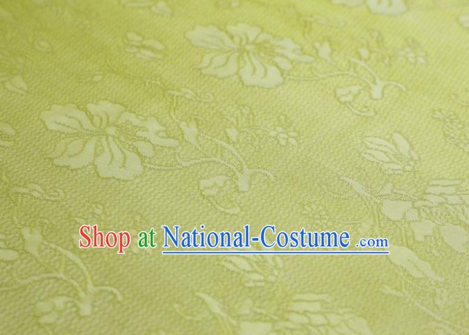 Chinese Classical Flowers Pattern Design Yellow Mulberry Silk Fabric Asian Traditional Cheongsam Silk Material