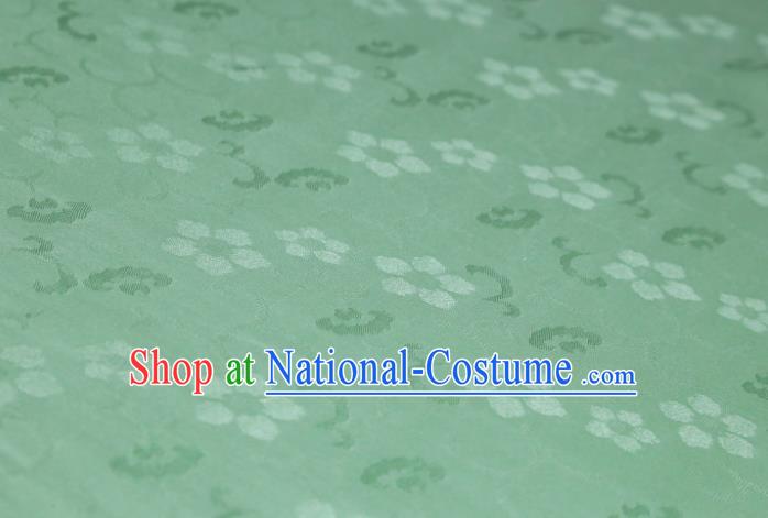 Chinese Classical Plum Pattern Design Green Mulberry Silk Fabric Asian Traditional Cheongsam Silk Material