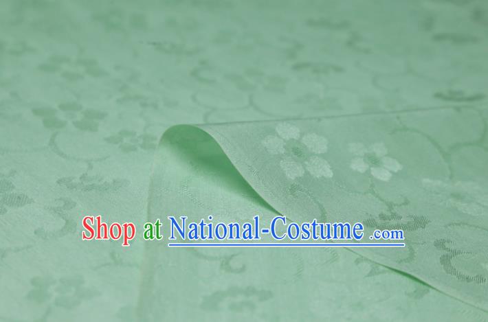 Chinese Classical Plum Pattern Design Green Mulberry Silk Fabric Asian Traditional Cheongsam Silk Material