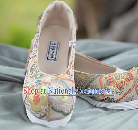 Chinese Traditional Beige Brocade Shoes Opera Shoes Hanfu Shoes Wedding Shoes for Women