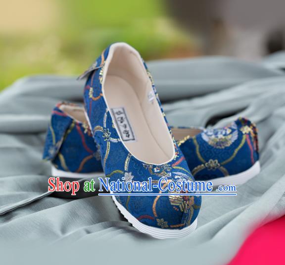 Chinese Traditional Navy Brocade Shoes Opera Shoes Hanfu Shoes Wedding Shoes for Women