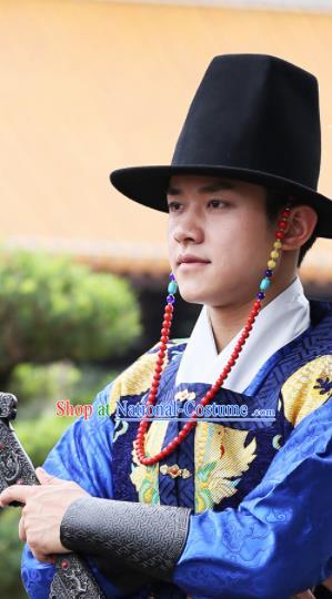 Traditional Chinese Ming Dynasty Swordsman Black Hat Ancient Imperial Guards Headwear for Men