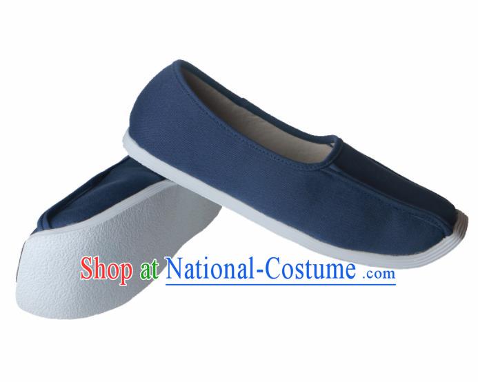 Chinese Traditional Ming Dynasty Taoist Navy Shoes Handmade Hanfu Shoes Ancient Scholar Shoes for Men