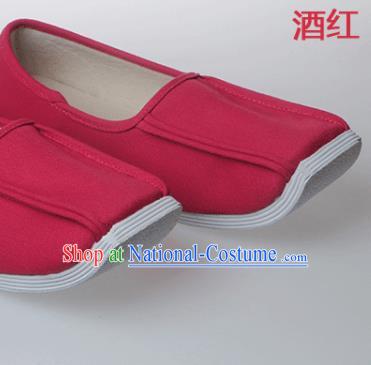 Chinese Traditional Ming Dynasty Taoist Wine Red Shoes Handmade Hanfu Shoes Ancient Scholar Shoes for Men