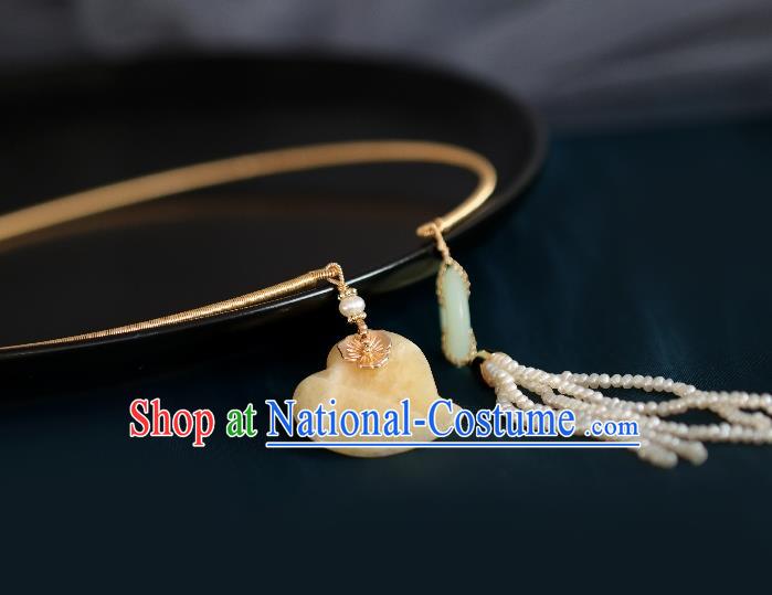 Chinese Traditional Ming Dynasty Precious Stones Necklace Handmade Ancient Princess Necklet Accessories for Women