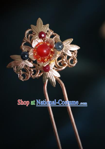 Chinese Handmade Ming Dynasty Princess Golden Hairpins Ancient Hanfu Hair Accessories for Women