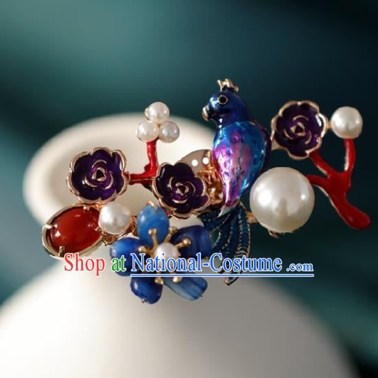 Chinese Handmade Ming Dynasty Princess Bird Plum Hairpins Ancient Hanfu Hair Accessories for Women