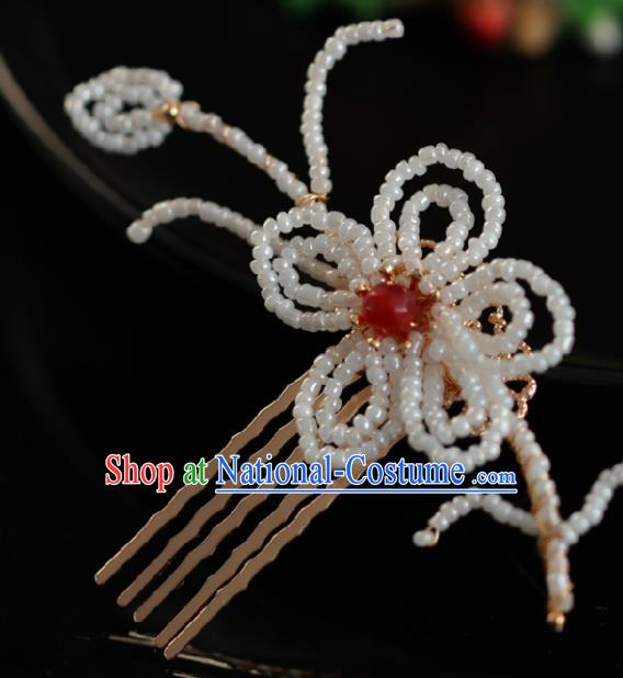 Chinese Handmade Ming Dynasty Princess Beads Hair Comb Hairpins Ancient Hanfu Hair Accessories for Women