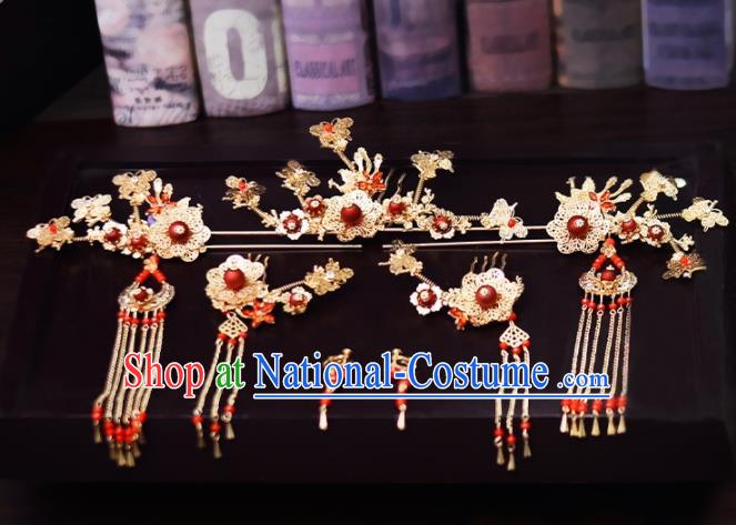 Chinese Traditional Wedding Hair Accessories Tassel Hairpins Handmade Bride Hair Combs for Women