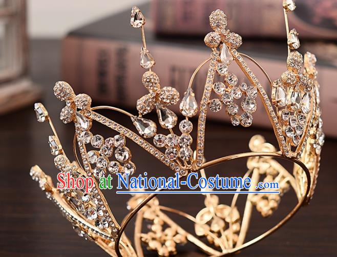 Top Handmade Bride Crystal Round Royal Crown Wedding Hair Accessories for Women