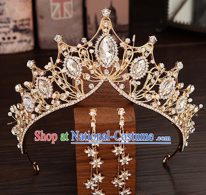 Top Handmade Bride Crystal Royal Crown Wedding Princess Hair Accessories for Women