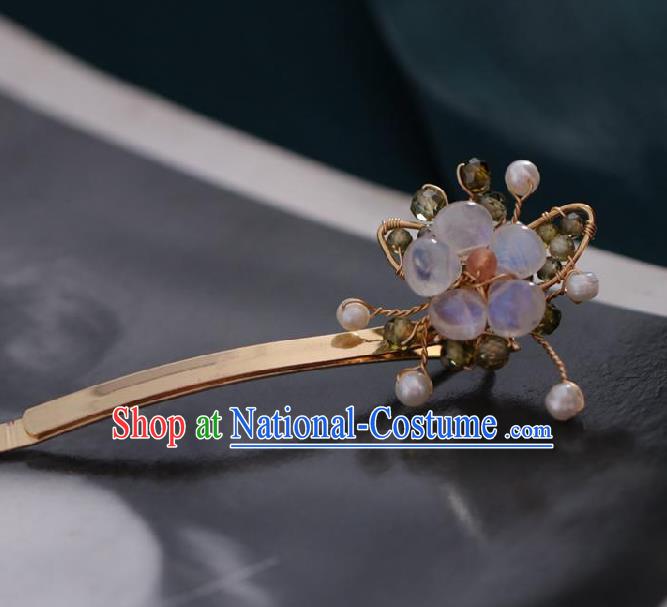 Chinese Handmade Princess Moonstone Hair Claw Hairpins Ancient Hanfu Hair Accessories for Women