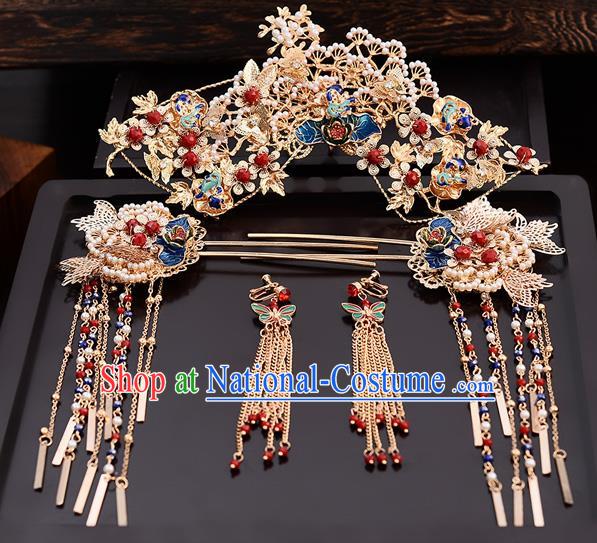 Chinese Traditional Wedding Pine Hair Comb Hairpins Handmade Bride Hair Accessories for Women