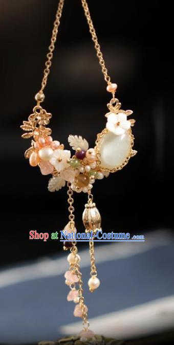 Chinese Traditional Ming Dynasty Tassel Necklace Handmade Ancient Princess Necklet Accessories for Women