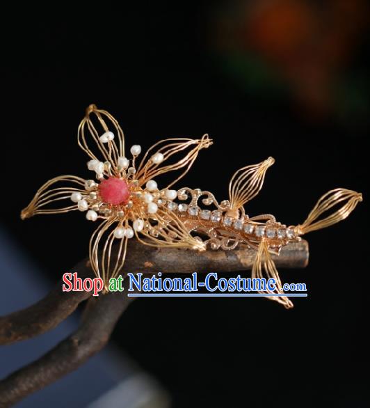 Chinese Handmade Princess Golden Hair Claw Ancient Hanfu Hair Accessories for Women