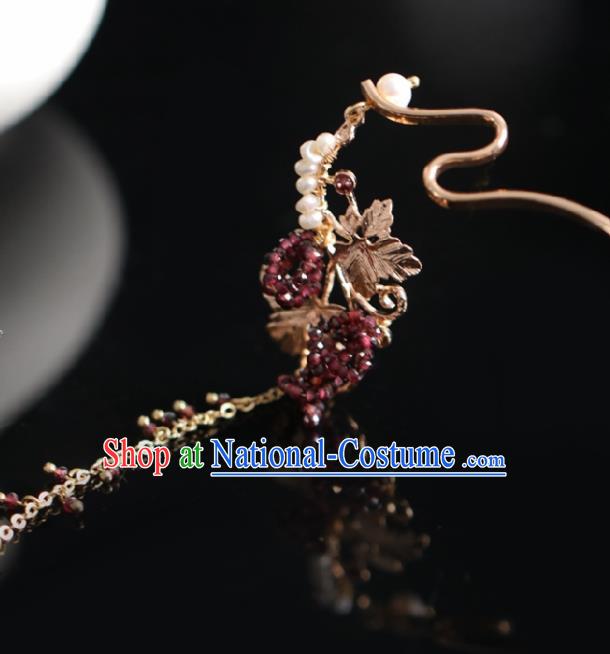 Chinese Handmade Princess Grape Tassel Hairpins Ancient Hanfu Hair Accessories for Women