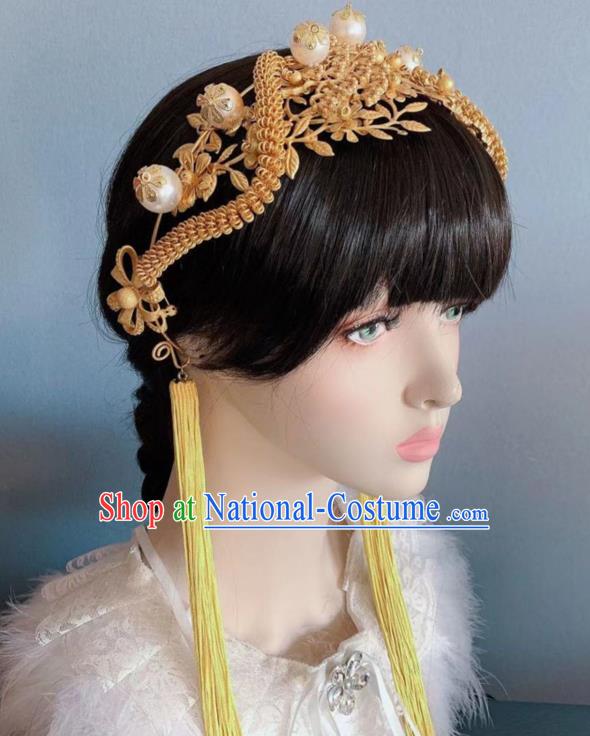 Chinese Handmade Classical Golden Hair Clasp Ancient Hanfu Hair Accessories for Women