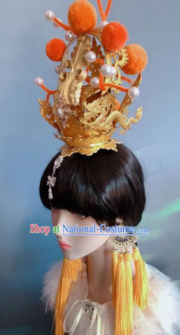 Chinese Handmade Classical Golden Crown Ancient Empress Hanfu Hair Accessories for Women