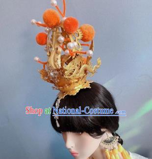 Chinese Handmade Classical Golden Crown Ancient Empress Hanfu Hair Accessories for Women