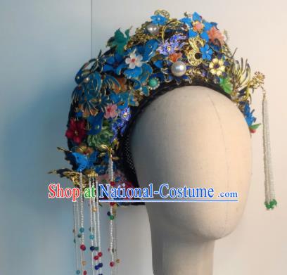 Chinese Handmade Qing Dynasty Court Precious Gem Hat Phoenix Coronet Hat Ancient Empress Hair Accessories for Women